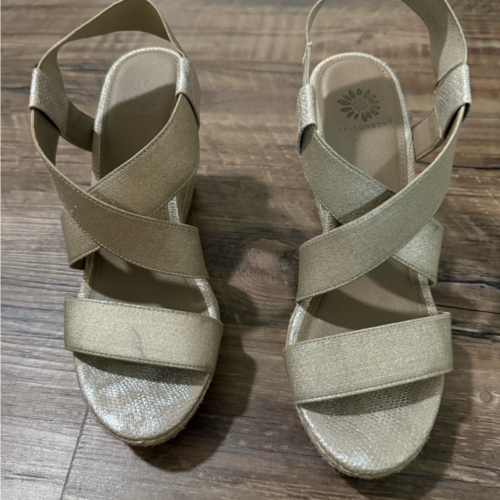 Yellow Box Metallic Gold Wedge Sandals